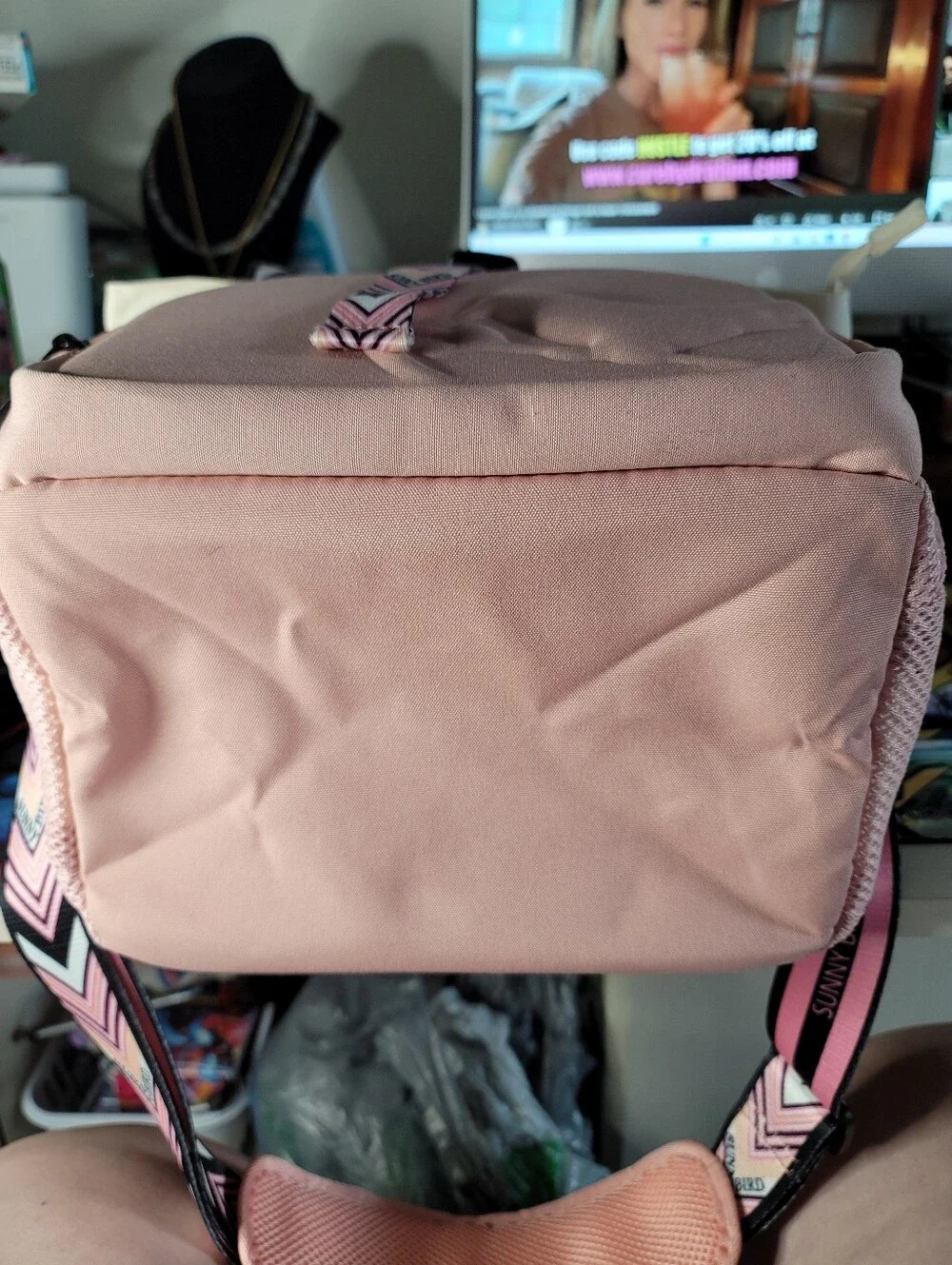 SUNNY BIRD Dual Compartment Insulated Lunch Bag (Pink & Cream)